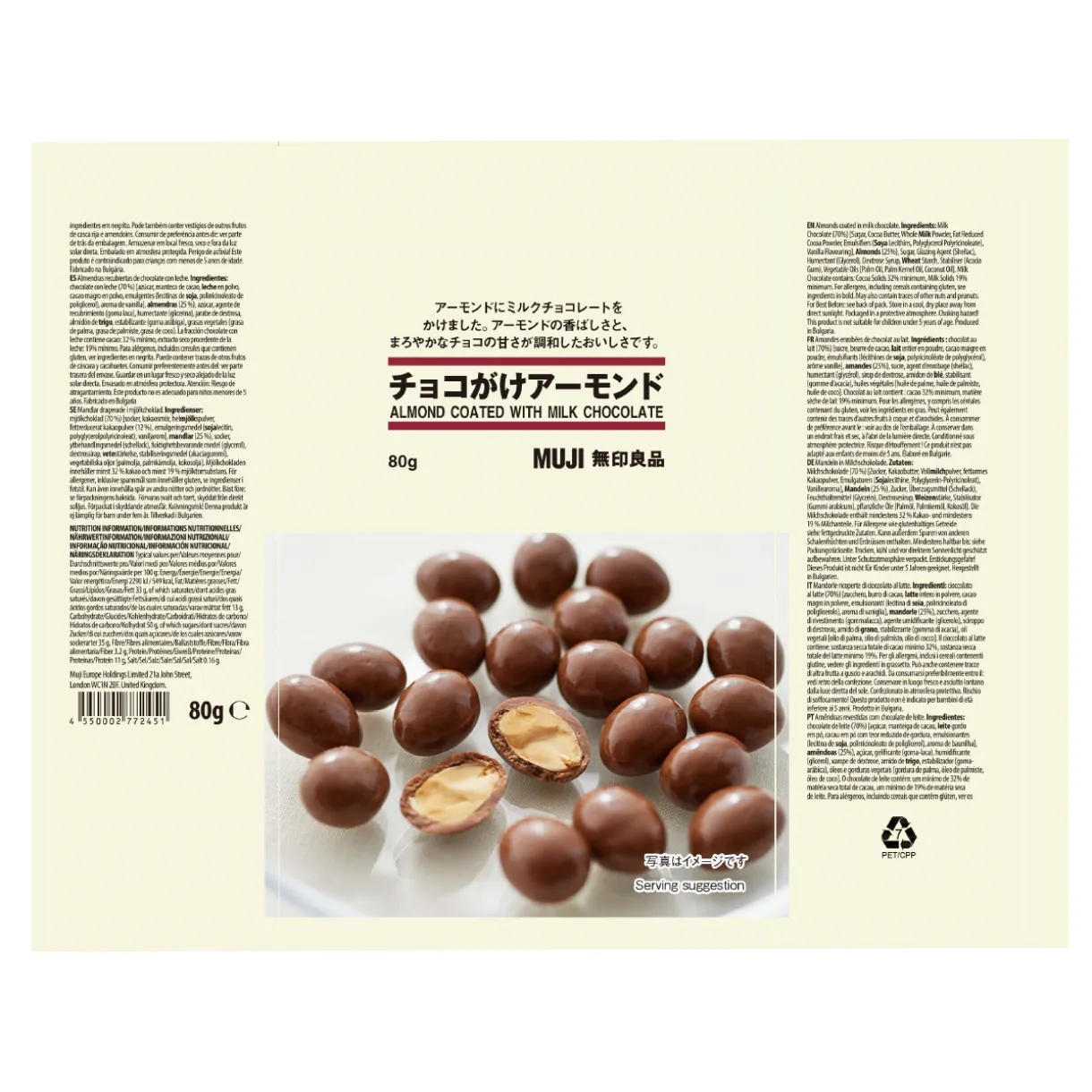 Amandes enrobées de chocolat au lait