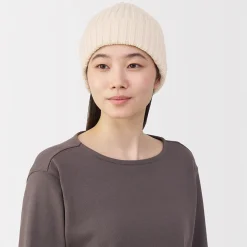 Bonnet unisexe en laine côtelée antidémangeaisons