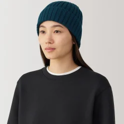 Bonnet unisexe en laine côtelée antidémangeaisons
