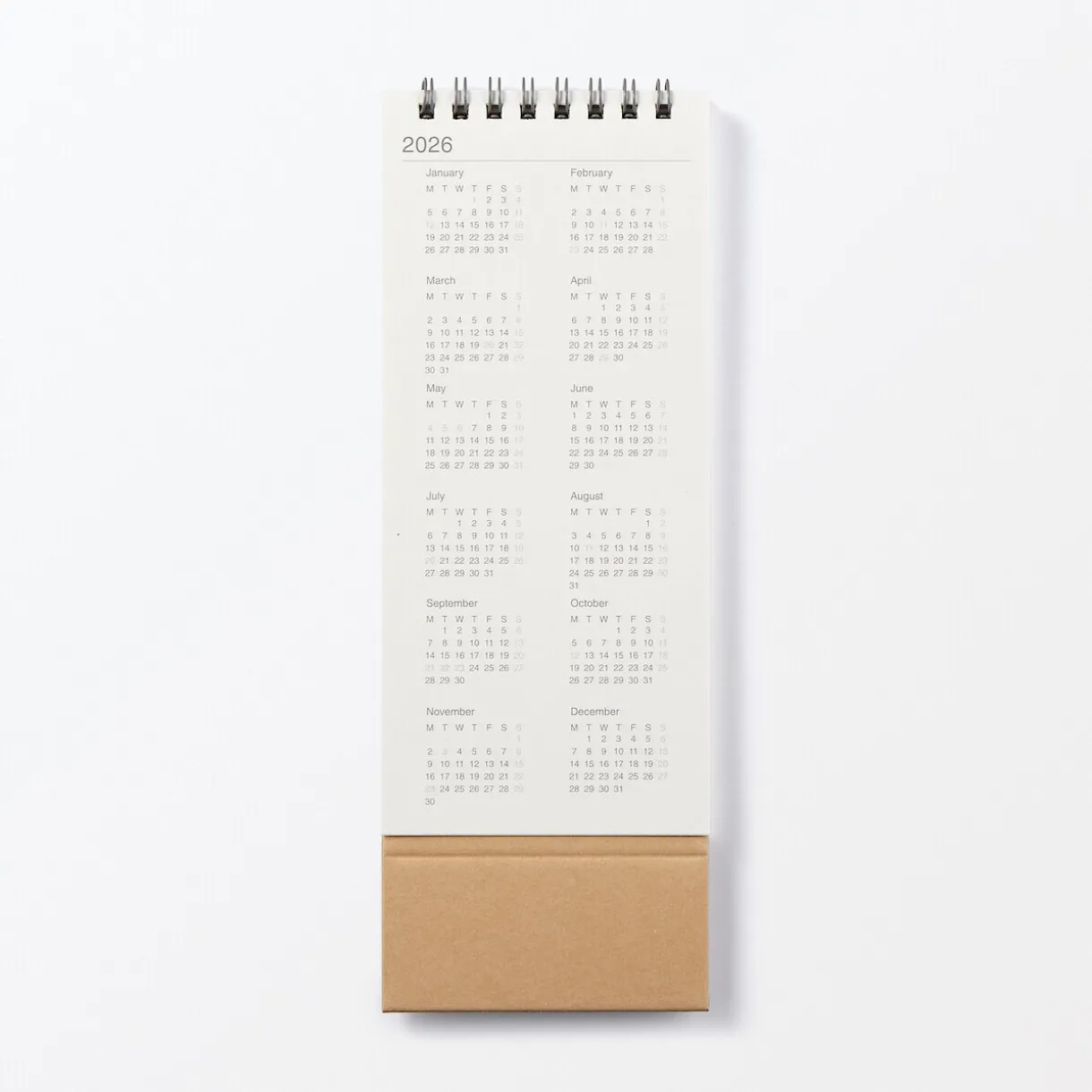 Calendrier de bureau hebdomadaire vertical 2026