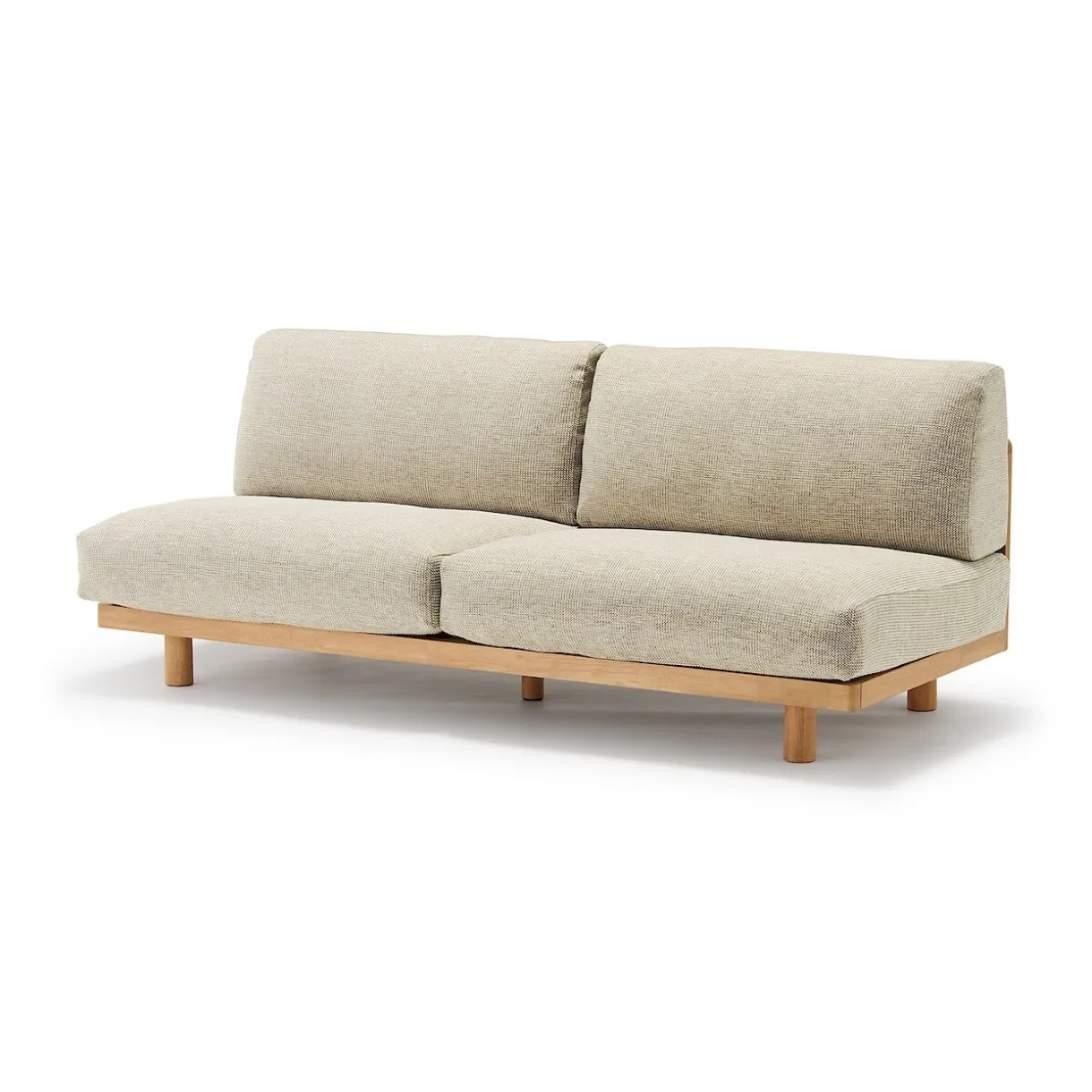 Canapé en polyester tissé sans accoudoirs ‐ 3 places, Beige