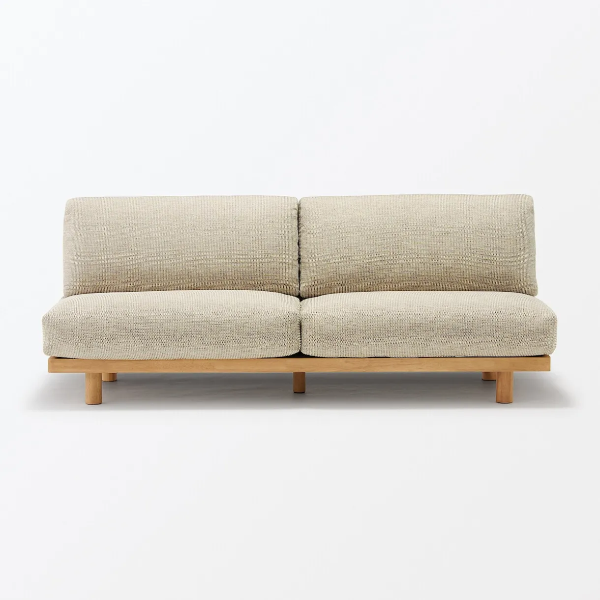 Canapé en polyester tissé sans accoudoirs ‐ 3 places, Beige