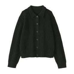 Cardigan à col en tricot de coton mélangé pour femme