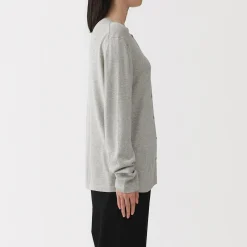 Cardigan à col ras du cou en mélange de fibres de soja pour femme