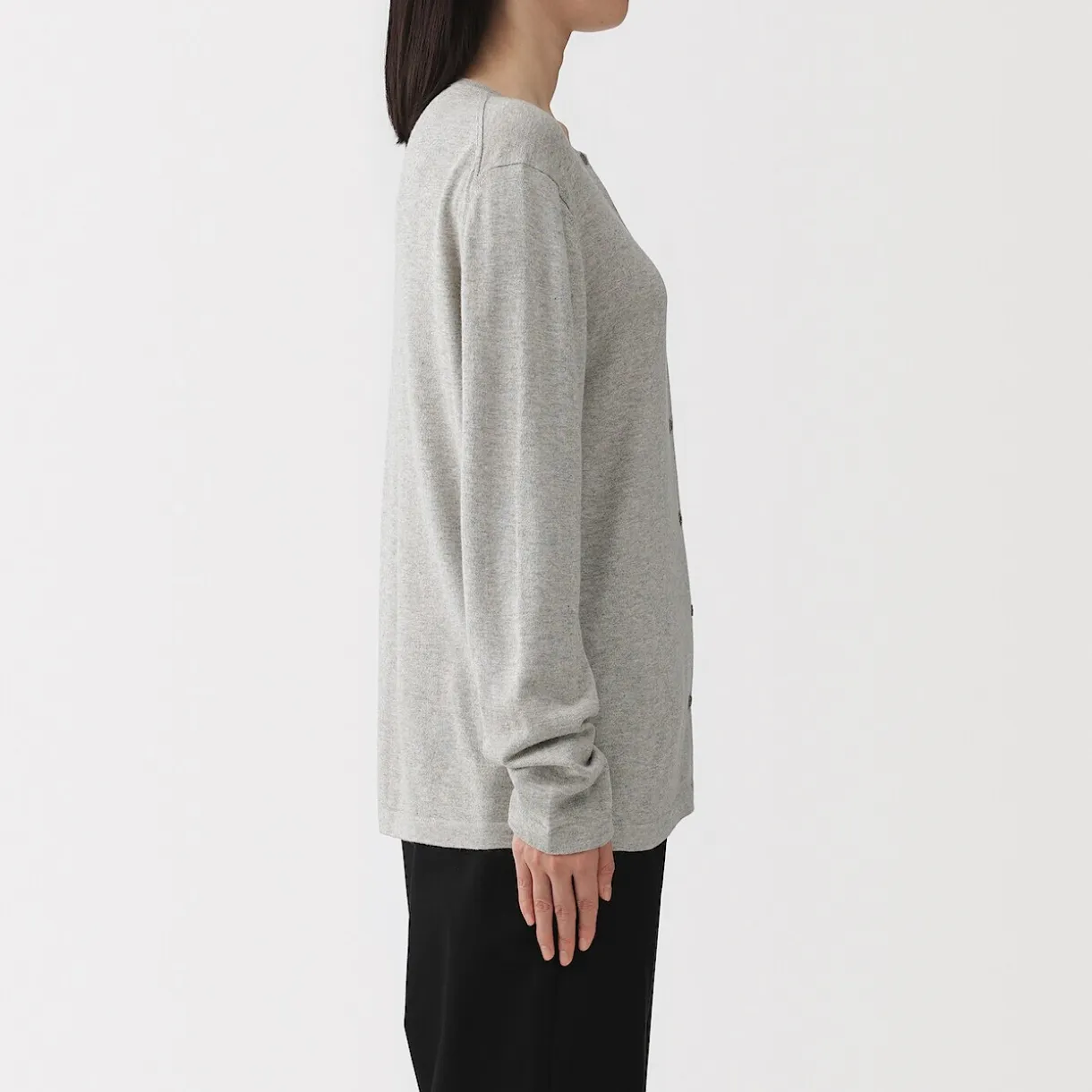 Cardigan à col ras du cou en mélange de fibres de soja pour femme