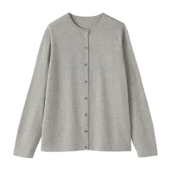 Cardigan à col ras du cou en mélange de fibres de soja pour femme