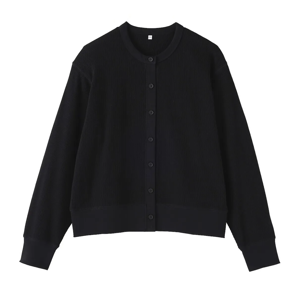 Cardigan à col ras du cou en coton biologique tricoté et gaufré pour femme