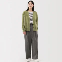 Cardigan avec col en V en maille moyenne pour femme