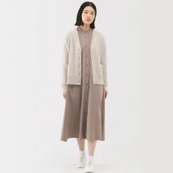 Cardigan avec col en V en maille moyenne pour femme