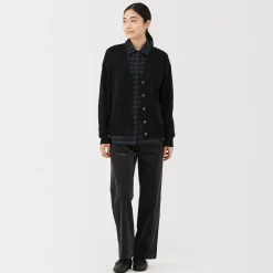 Cardigan avec col en V en maille moyenne pour femme