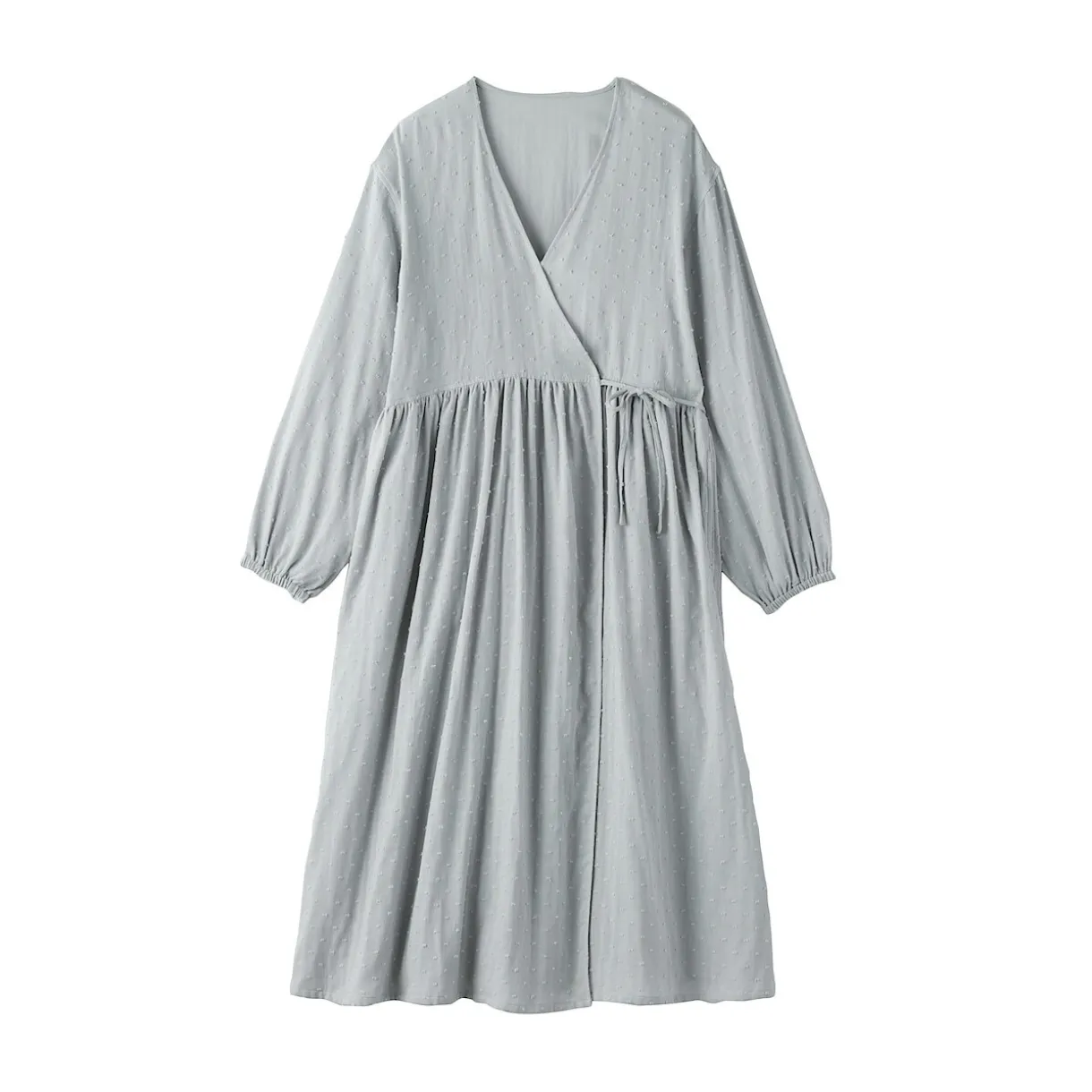 Cardigan long en double gaze à pois dobby pour femme