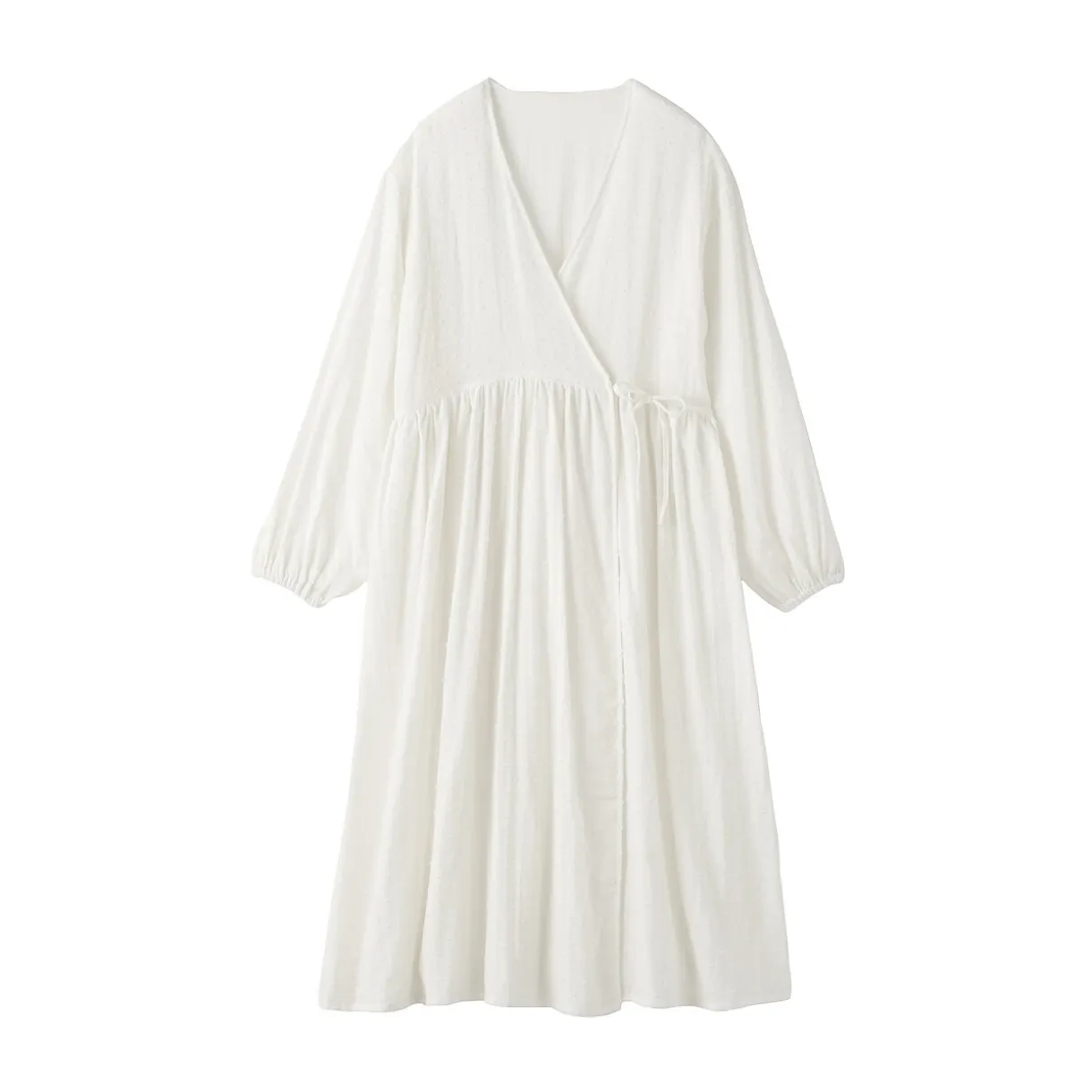 Cardigan long en double gaze à pois dobby pour femme