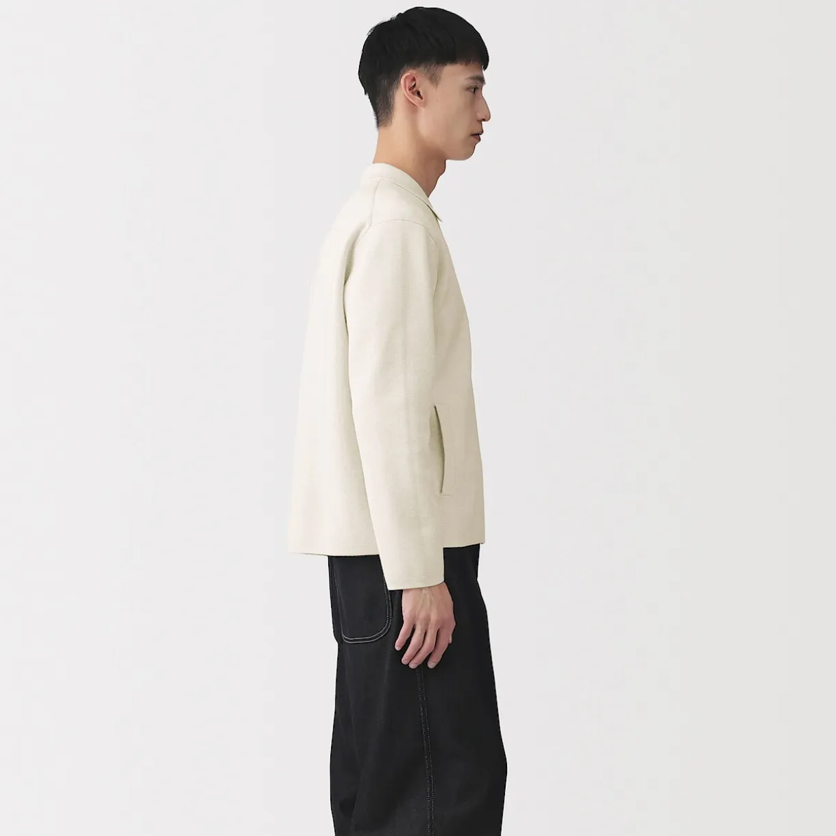 Cardigan zippé à col en maille côtelée Milano de coton pour homme