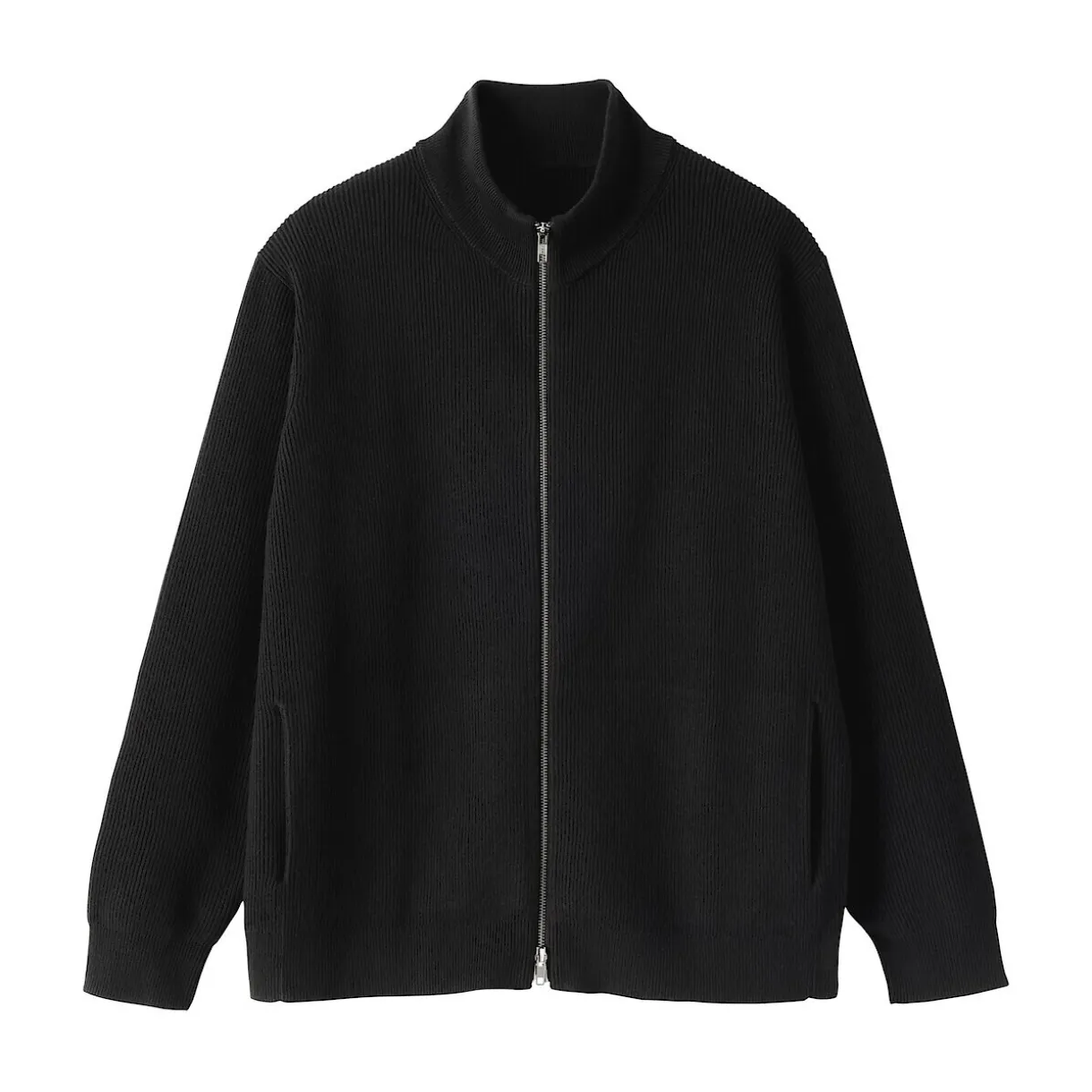 Cardigan zippé et côtelé en mélange de coton pour homme