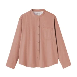 Chemise à col montant en flanelle brossée double femme