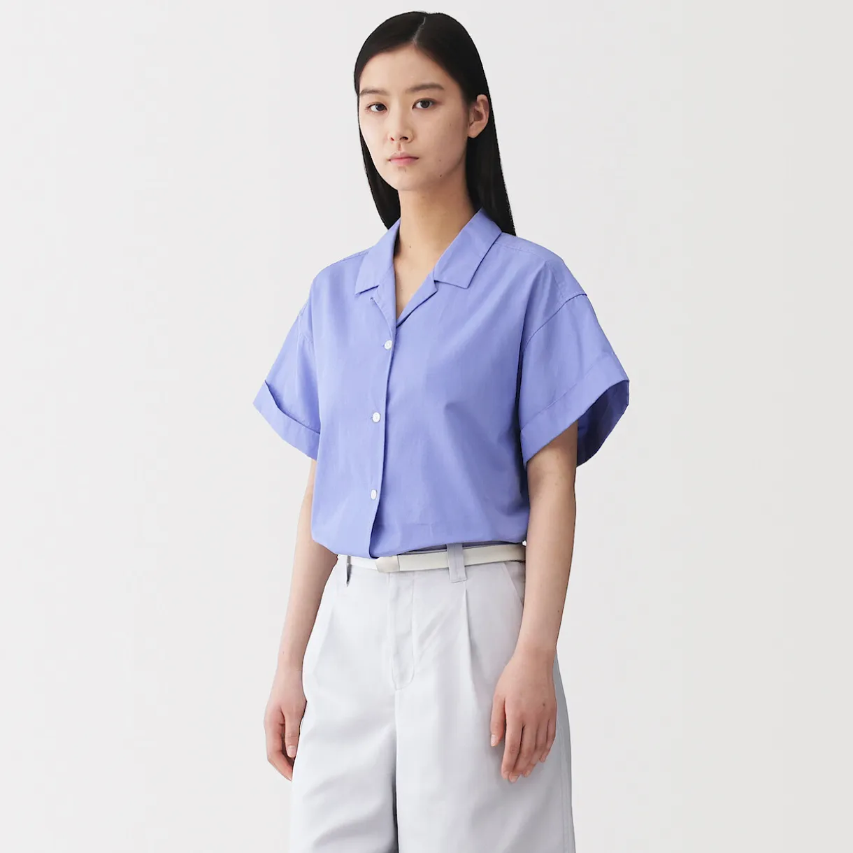 Chemise à manches courtes en popeline de coton biologique pour femme