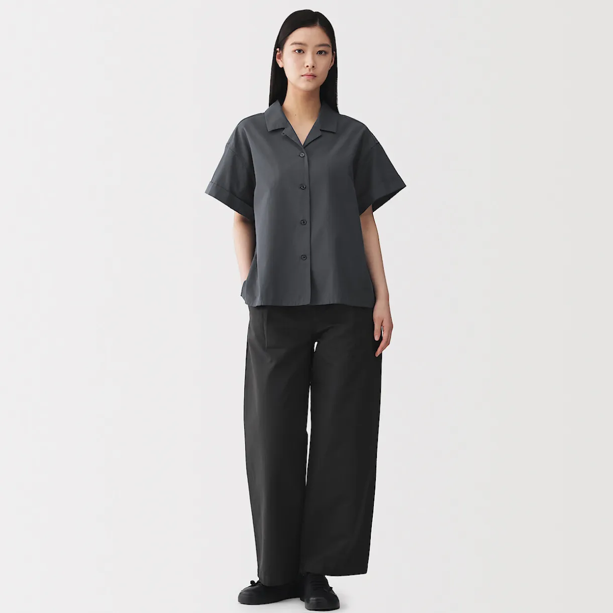Chemise à manches courtes en popeline de coton biologique pour femme