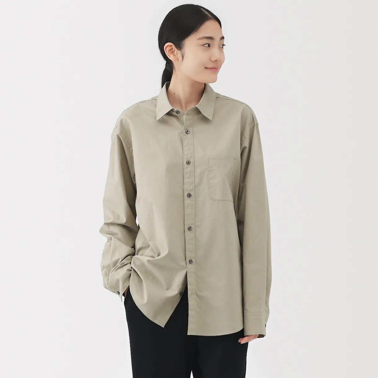 Chemise à manches longues en coton lavé homme