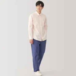 Chemise à manches longues en coton lavé homme