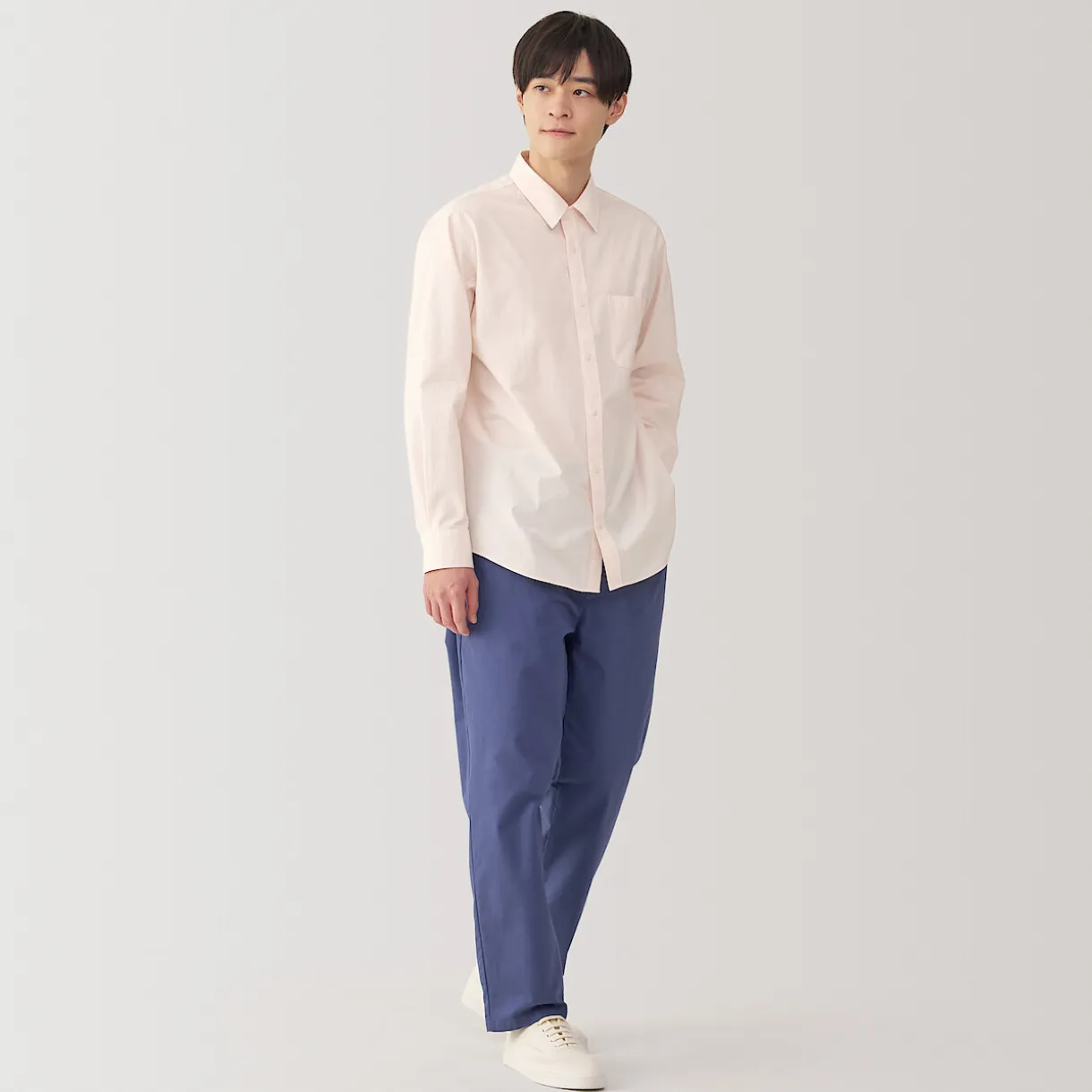 Chemise à manches longues en coton lavé homme