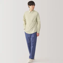 Chemise à manches longues en coton lavé homme