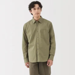 Chemise à manches longues en coton lavé homme