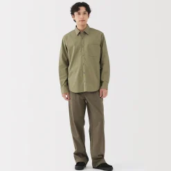 Chemise à manches longues en coton lavé homme