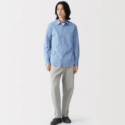 Chemise à manches longues en coton lavé homme