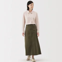 Chemise en coton délavé à mailles larges pour femme