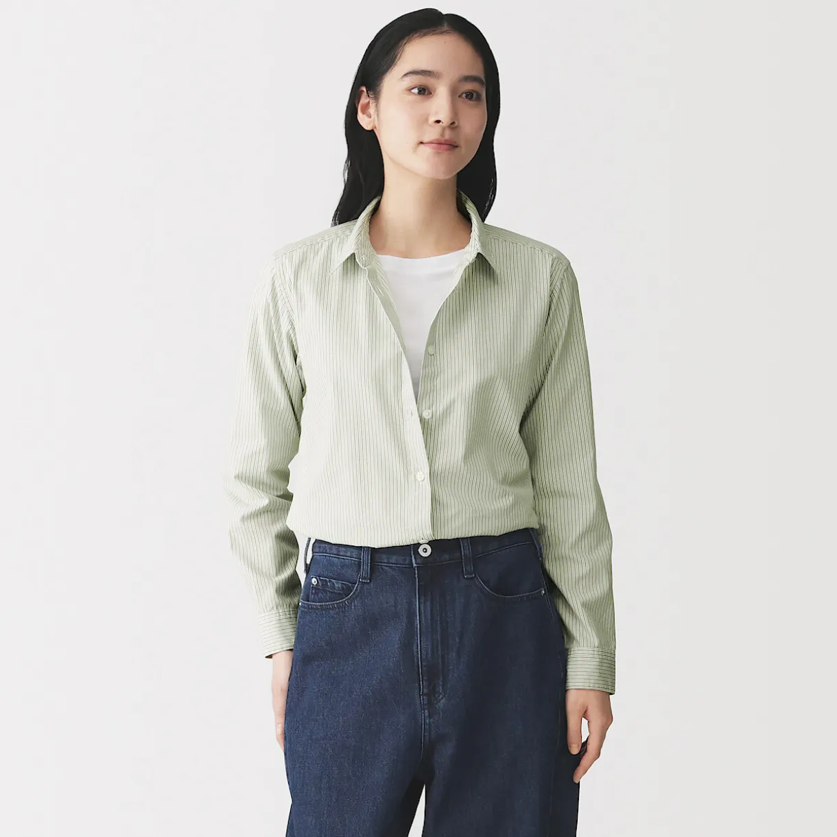 Chemise en coton délavé à mailles larges pour femme