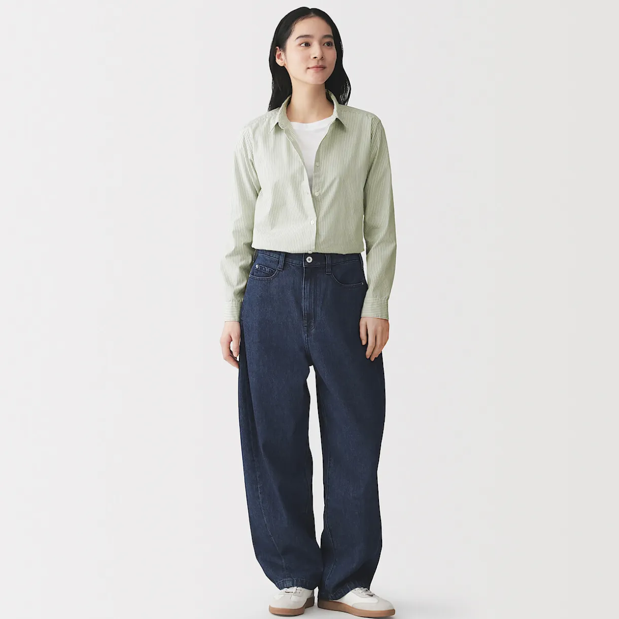 Chemise en coton délavé à mailles larges pour femme