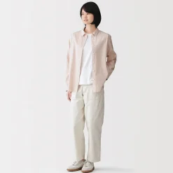 Chemise en coton délavé à mailles larges pour femme