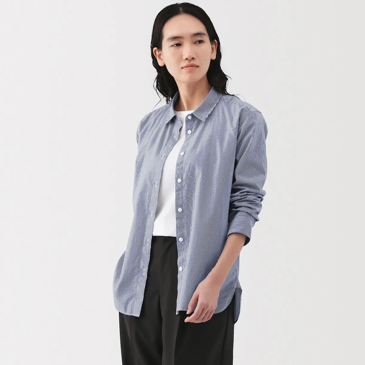 Chemise en coton délavé à mailles larges pour femme