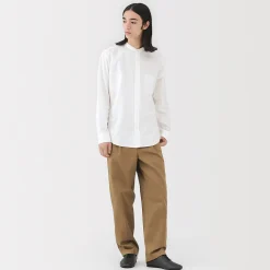 Chemise en coton Oxford lavé col officier pour homme