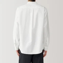 Chemise en coton Oxford lavé col officier pour homme