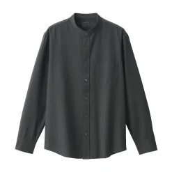 Chemise en coton Oxford lavé col officier homme