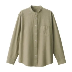 Chemise en coton Oxford lavé col officier homme