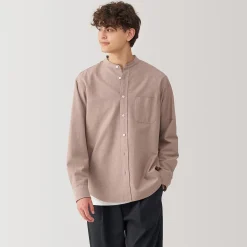 Chemise en coton Oxford lavé col officier homme