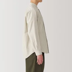 Chemise en coton Oxford lavé col officier homme