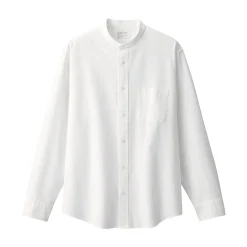 Chemise en coton Oxford lavé col officier homme