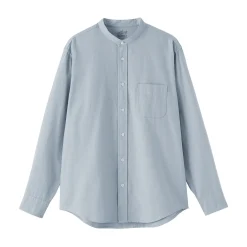 Chemise en coton Oxford lavé col officier pour homme