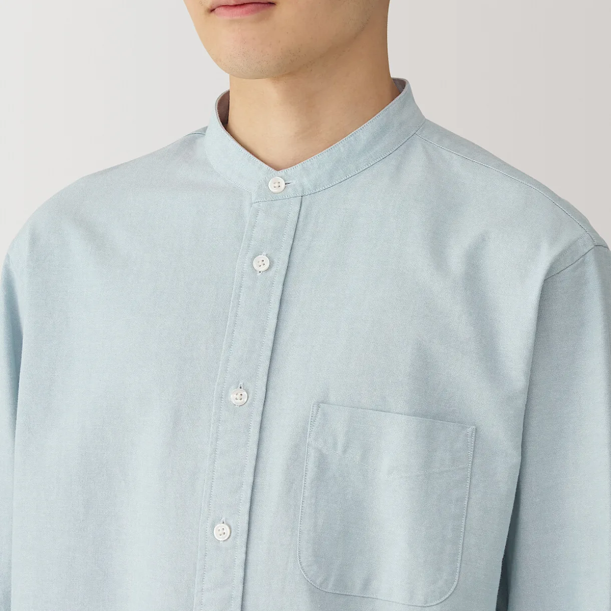 Chemise en coton Oxford lavé col officier pour homme…