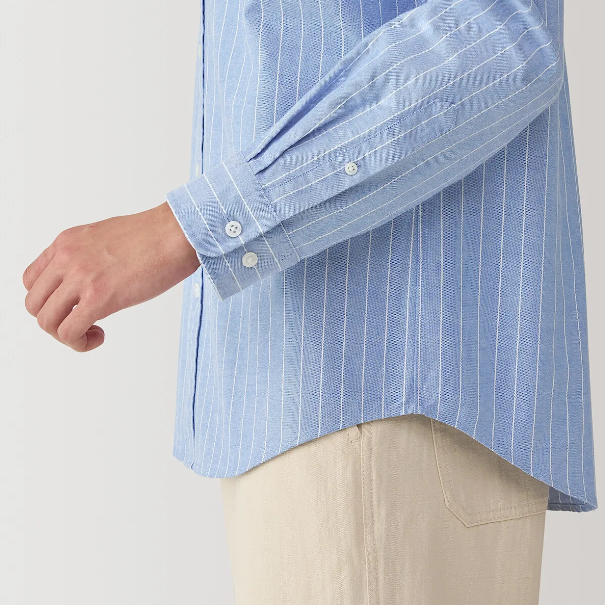 Chemise en coton Oxford lavé col officier pour homme…