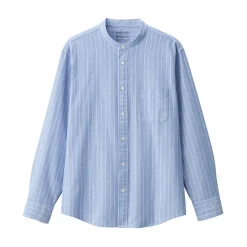 Chemise en coton Oxford lavé col officier pour homme…