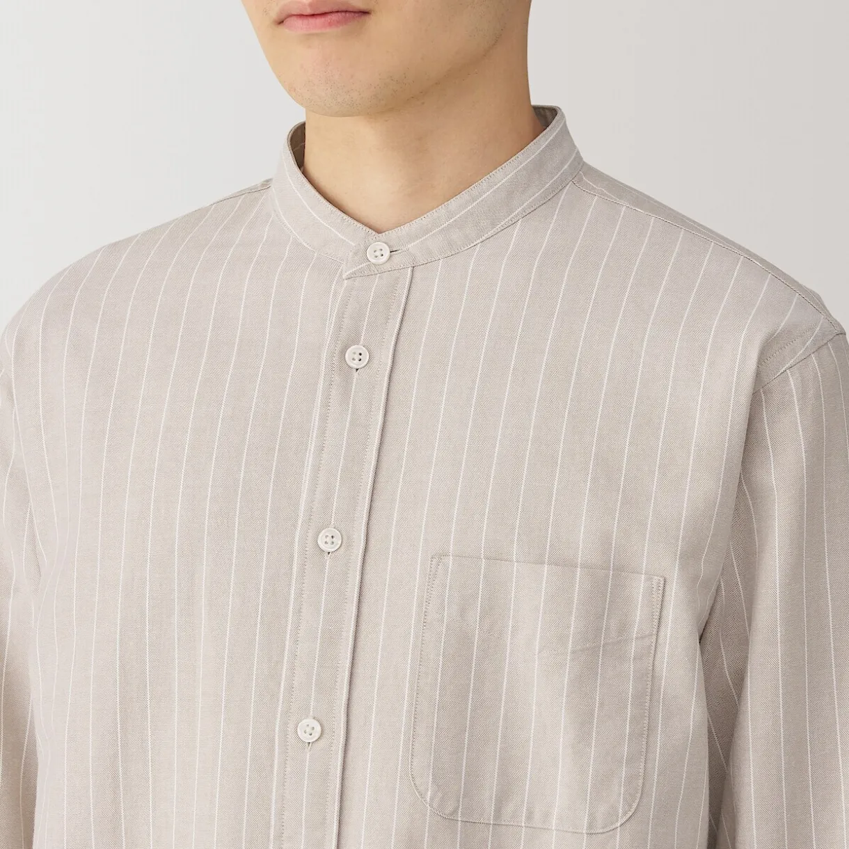 Chemise en coton Oxford lavé col officier pour homme…