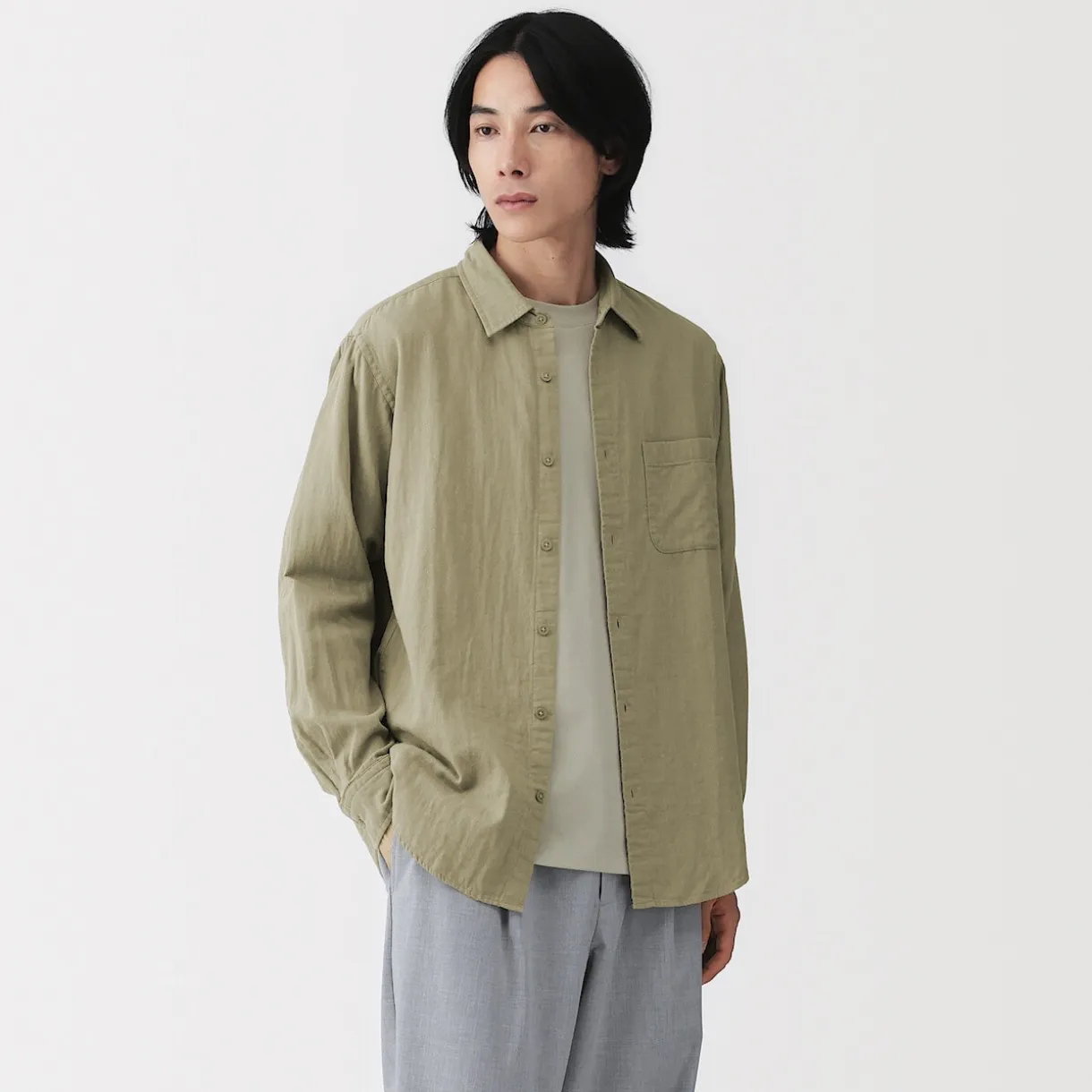 Chemise en double gaze en mélange de kapok pour homme