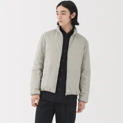 Doudoune légère pliable en nylon recyclé à col montant pour homme