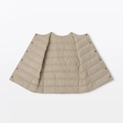 Doudoune légère pliable en nylon recyclé sans manche sans col pour femme