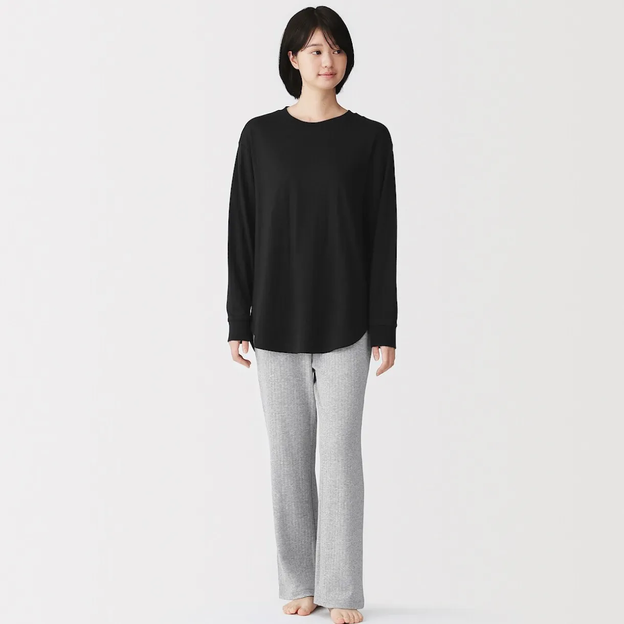 Ensemble de vêtements d'intérieur à manches longues en mélange de lyocell pour femme