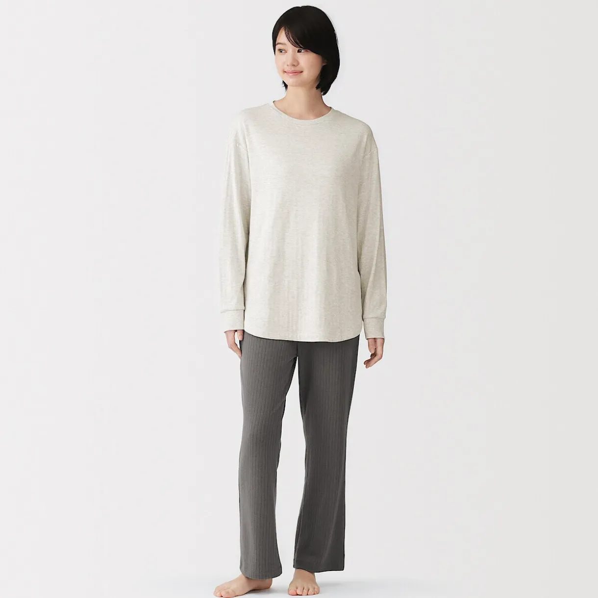 Ensemble de vêtements d'intérieur à manches longues en mélange de lyocell pour femme